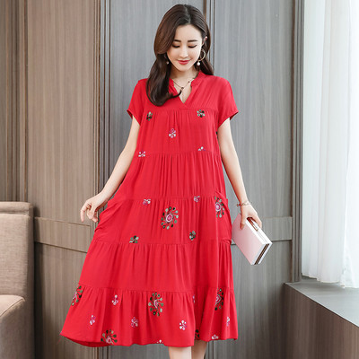 Rochie lunga de dama casual cu motive florale