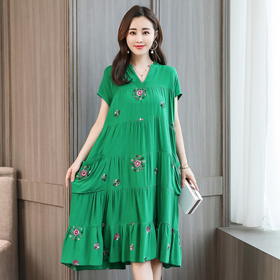 Rochie lunga de dama casual cu motive florale