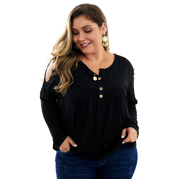 Bluză de damă modernă cu nasturi și umerii goi în verde, negru și gri