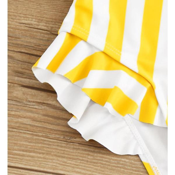 Costum de baie pentru copii cu dungi pentru fete în galben