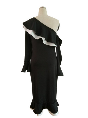 Rochie modernă de damă cu mâneci lungi de culoare neagră