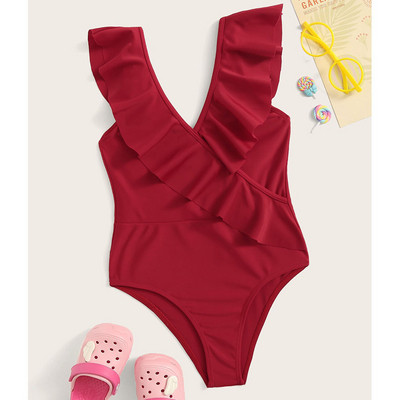 Costum de baie complet pentru copii elegant pentru fete în roșu