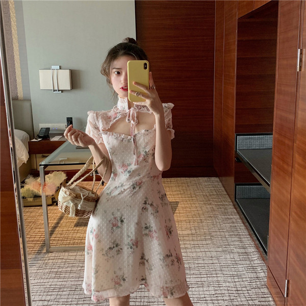 Rochie moderna de dama cu motiv floral