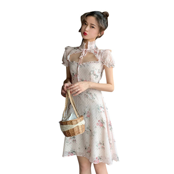 Rochie moderna de dama cu motiv floral