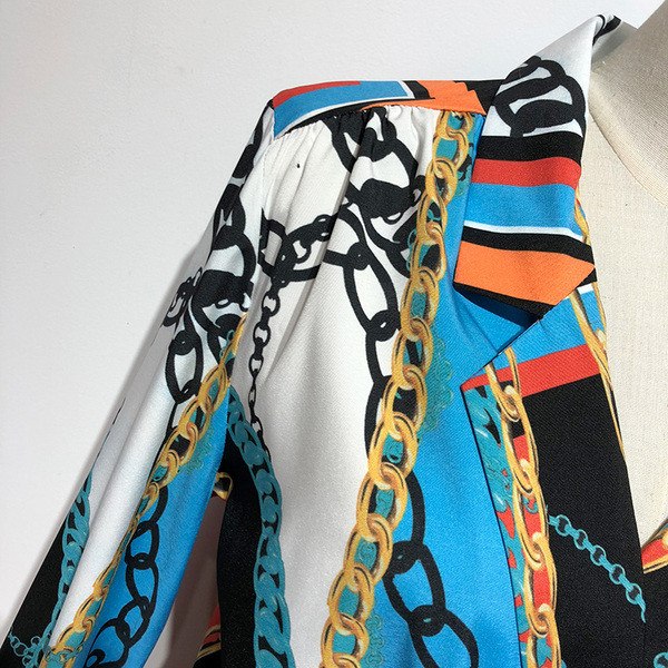 Rochie lunga de dama cu cravate in talie si model colorat