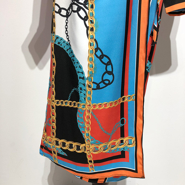 Rochie lunga de dama cu cravate in talie si model colorat