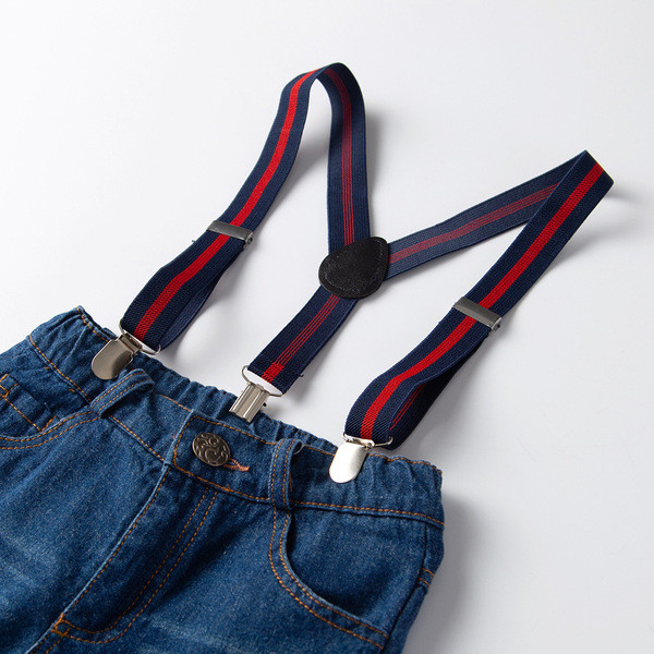Set camasa + blugi pentru copii model nou cu bretele pentru baieti