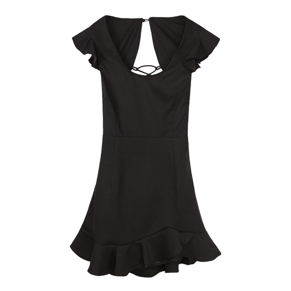 Ежедневна дамска рокля в оранжев и черен цвят 