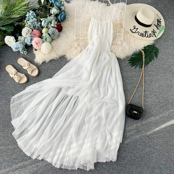 Rochie lungă de damă elegantă în alb