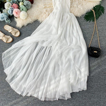 Rochie lungă de damă elegantă în alb