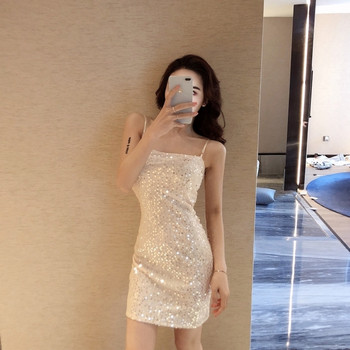 Rochie de dama eleganta cu bretele subtiri in doua culori