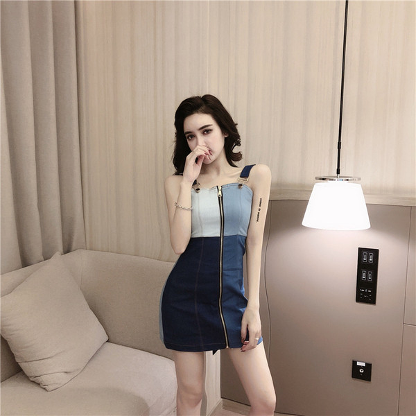 Rochie moderna de dama din denim cu fermoar