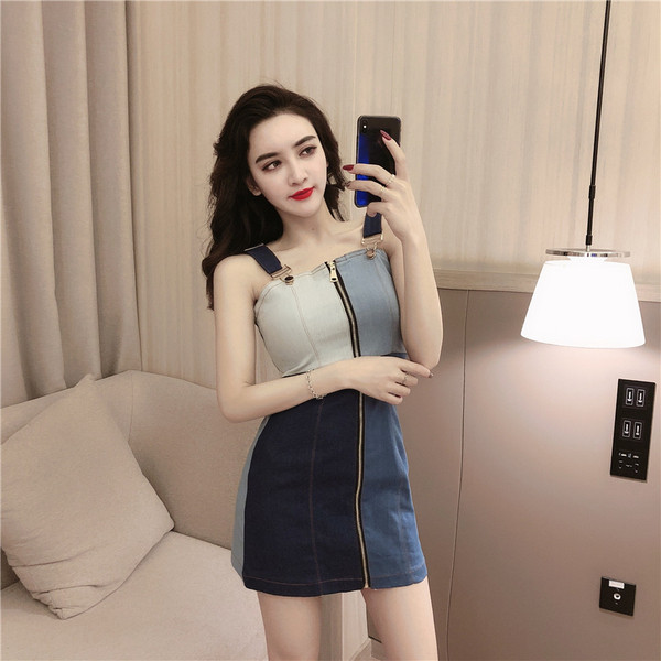 Rochie moderna de dama din denim cu fermoar