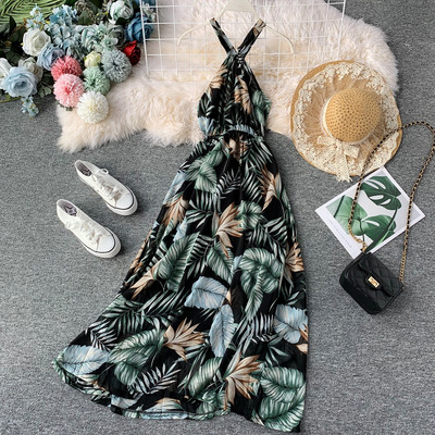 Rochie moderna de dama lunga cu model floral