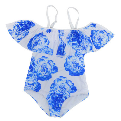 Μοντέρνο Ολόσωμο γυναικείο μαγιό σε λευκό με floral πριντ  σε μεγέθη μέχρι 4XL