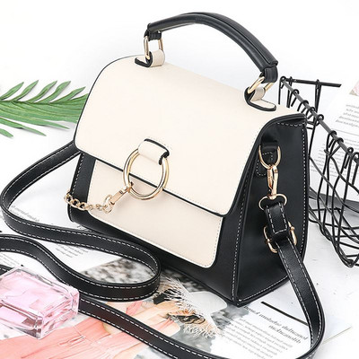 Geanta de dama eleganta cu maner lung si element metalic in mai multe culori