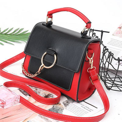 Geanta de dama eleganta cu maner lung si element metalic in mai multe culori