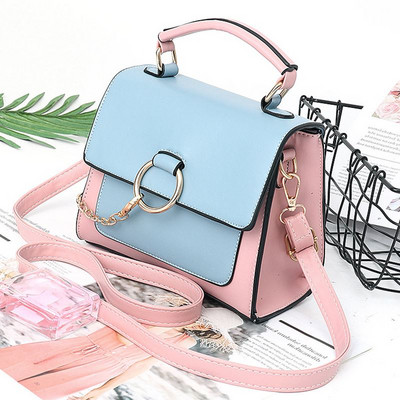 Geanta de dama eleganta cu maner lung si element metalic in mai multe culori