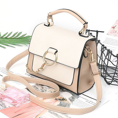 Geanta de dama eleganta cu maner lung si element metalic in mai multe culori