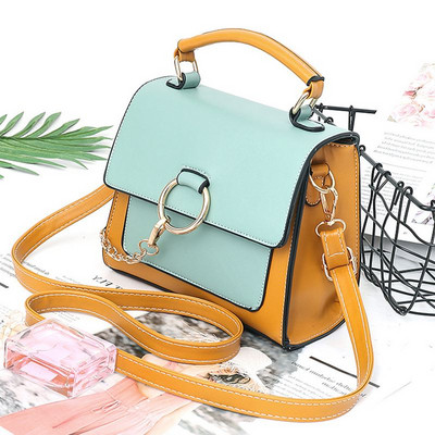 Geanta de dama eleganta cu maner lung si element metalic in mai multe culori