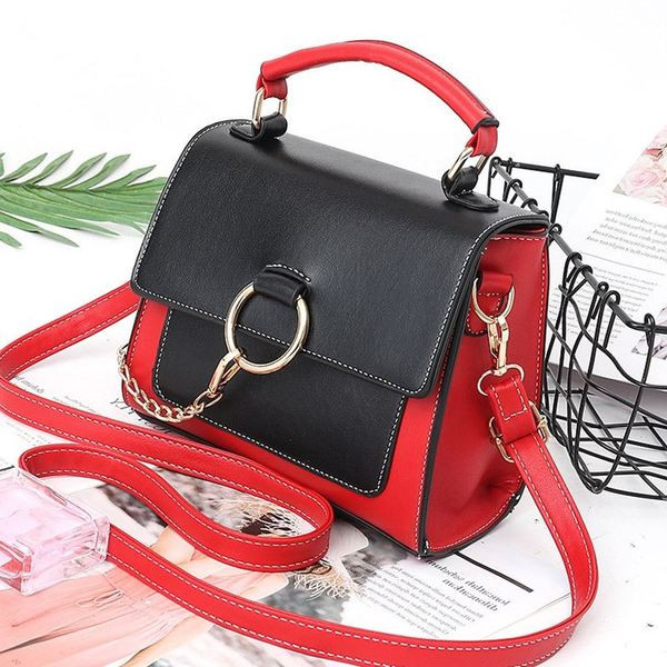 Geanta de dama eleganta cu maner lung si element metalic in mai multe culori