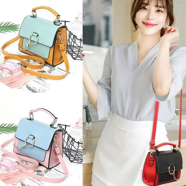 Geanta de dama eleganta cu maner lung si element metalic in mai multe culori