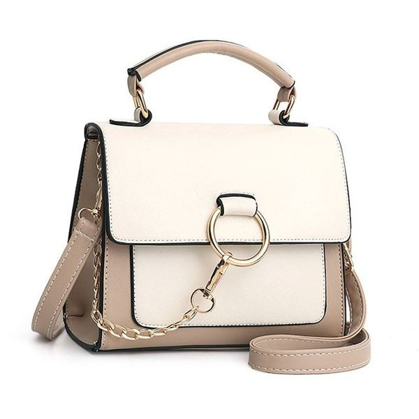 Geanta de dama eleganta cu maner lung si element metalic in mai multe culori