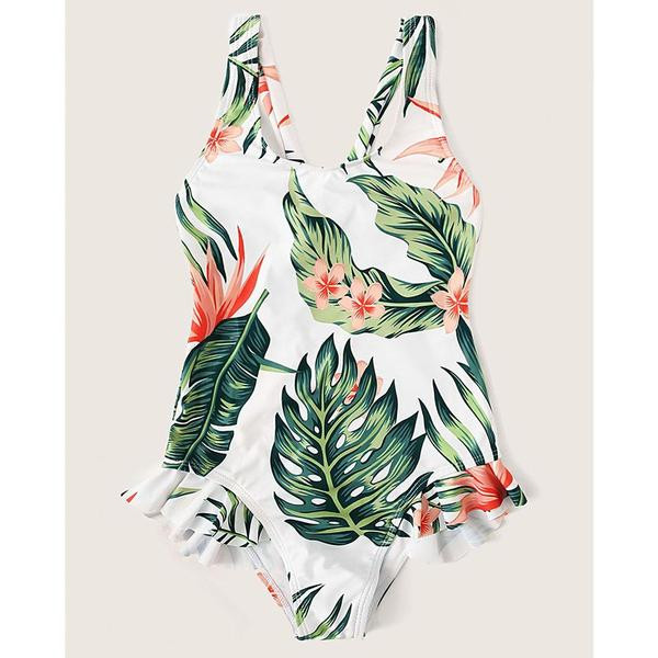 Costum de baie pentru copii modern pentru fete cu model floral