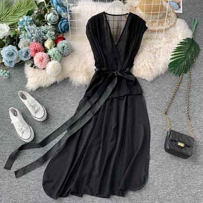 Rochie de dama cu panglica in trei culori