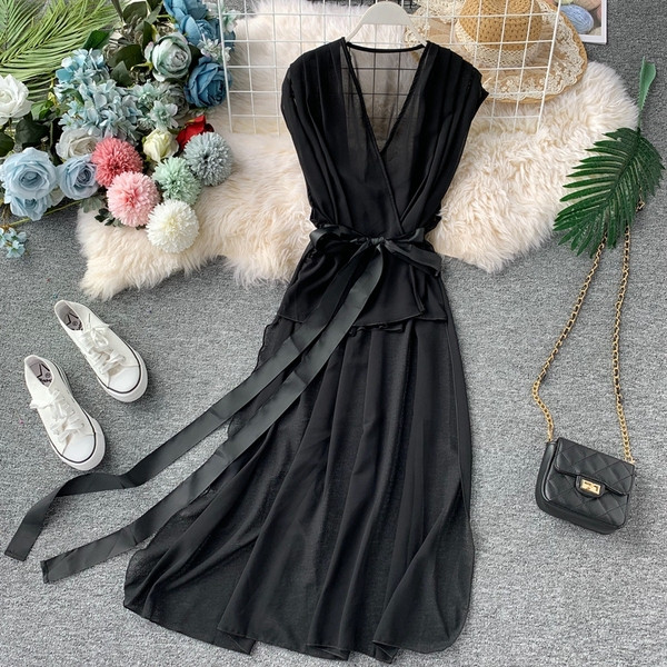 Rochie de dama cu panglica in trei culori