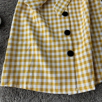 Rochie dama in carouri cu nasturi in mai multe culori