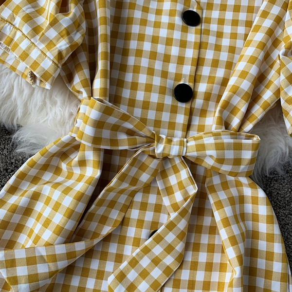 Rochie dama in carouri cu nasturi in mai multe culori