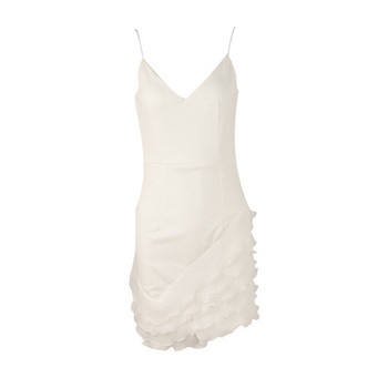 Rochie elegantă de damă în alb, cu bretele subțiri