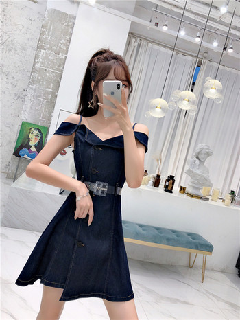 Rochie de damă modernă cu croiala din denim în două culori