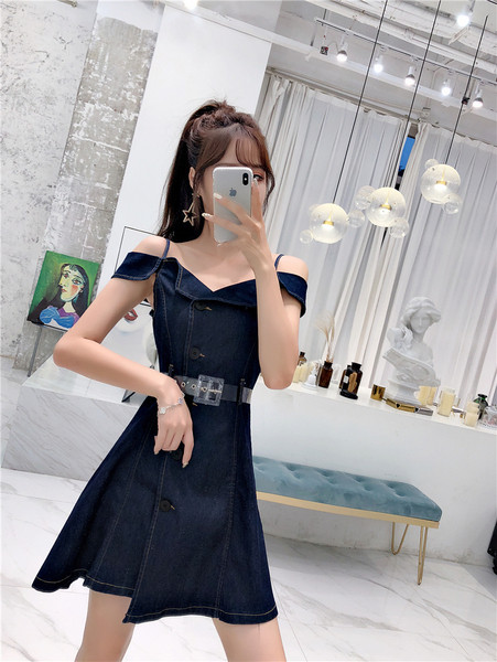 Rochie de damă modernă cu croiala din denim în două culori