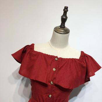 Rochie de damă cu decolteu pătrat și legături în talie