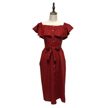 Rochie de damă cu decolteu pătrat și legături în talie