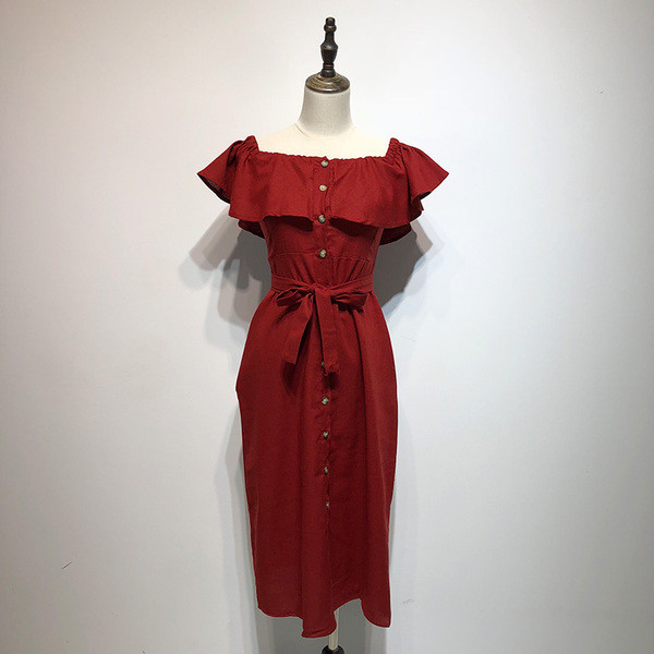 Rochie de damă cu decolteu pătrat și legături în talie