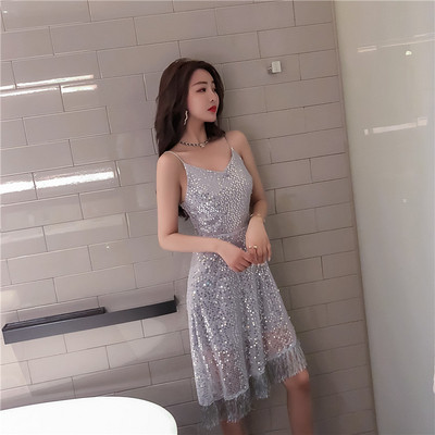 Rochie eleganta de dama in doua culori cu bretele subtiri