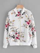 Ежедневно лятно яке с флорален мотив в бял и черен цвят