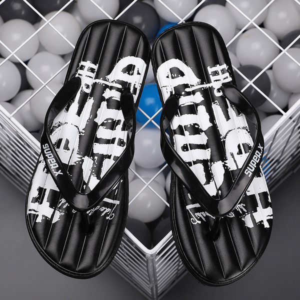 Papuci casual pentru bărbați în alb-negru