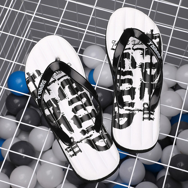 Papuci casual pentru bărbați în alb-negru