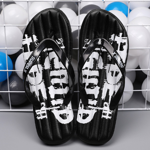 Papuci casual pentru bărbați în alb-negru