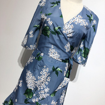 Rochie scurta de dama in albastru cu model floral