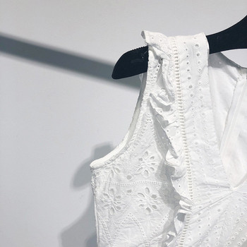 Rochie de dama cu bretele late in alb cu dantela