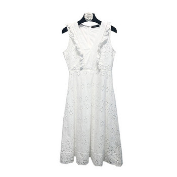 Rochie de dama cu bretele late in alb cu dantela