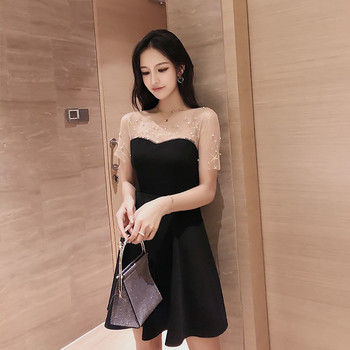 Rochie eleganta de dama cu maneca scurta de culoare neagra - model croiat