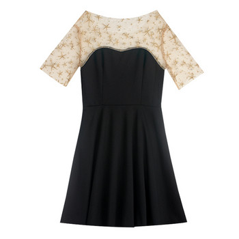 Rochie eleganta de dama cu maneca scurta de culoare neagra - model croiat