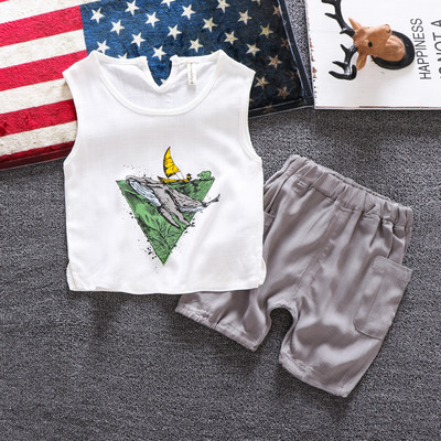 Set zilnic copii pentru baieti maiou + pantaloni in doua culori