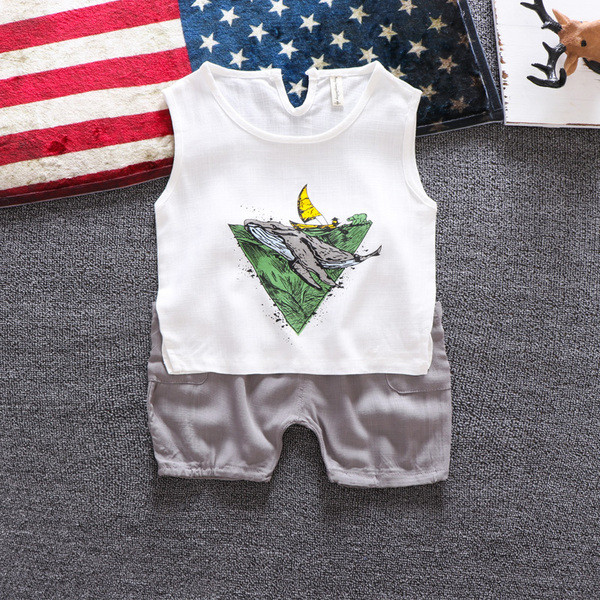 Set zilnic copii pentru baieti maiou + pantaloni in doua culori